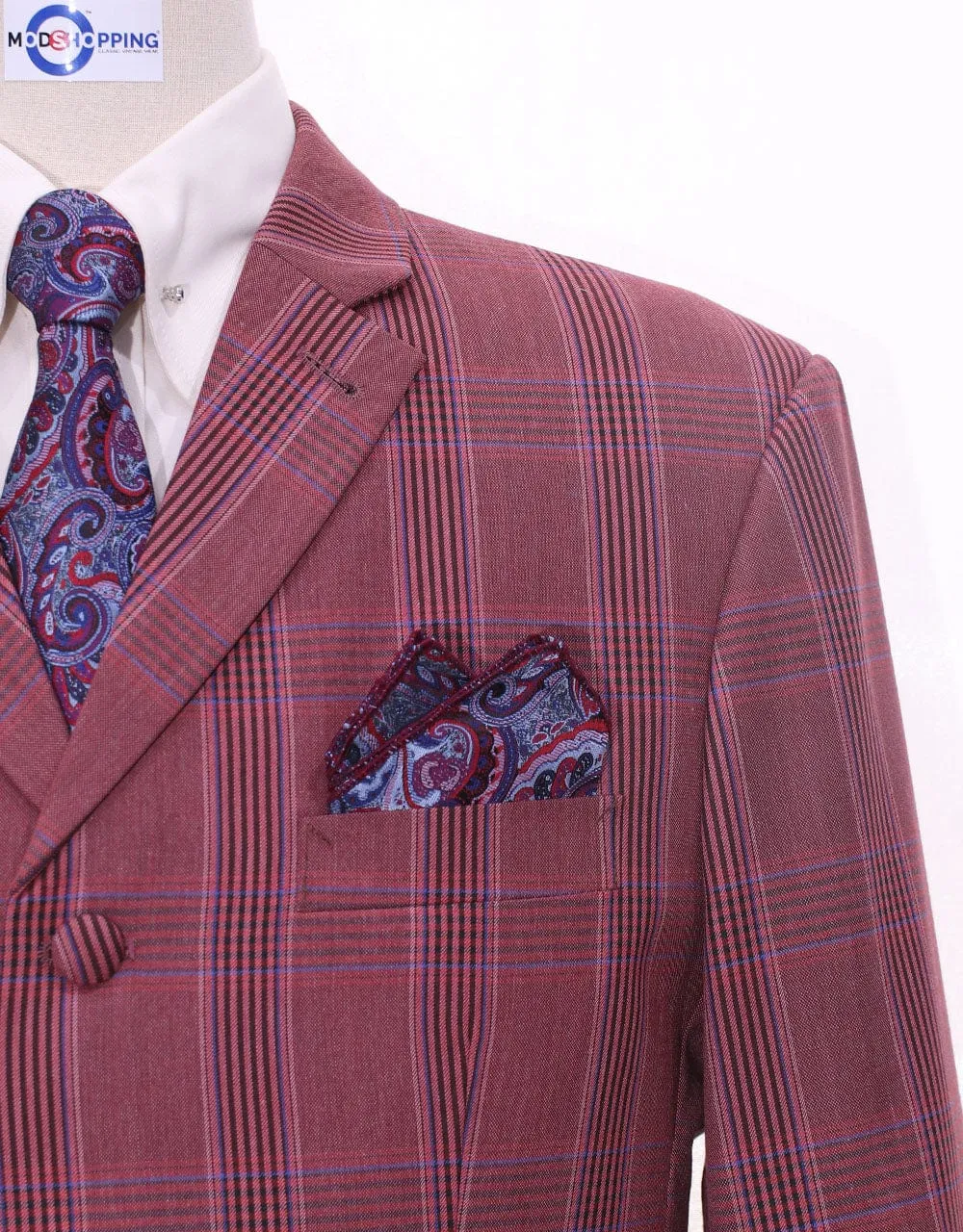 Burnt Brick Prince Of Wales Check Suit