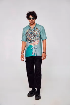 Feminine Fusion Printed Pure Linen Short Sleeve Unisex Shirt