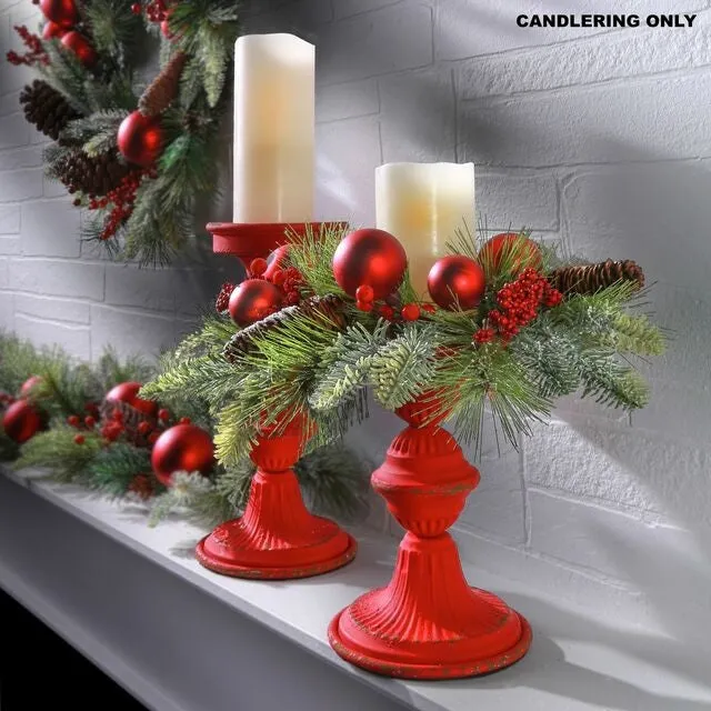 GLITR Berry VP Ball Smilax Candle Ring RED (Green & Red)