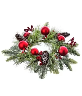 GLITR Berry VP Ball Smilax Candle Ring RED (Green & Red)