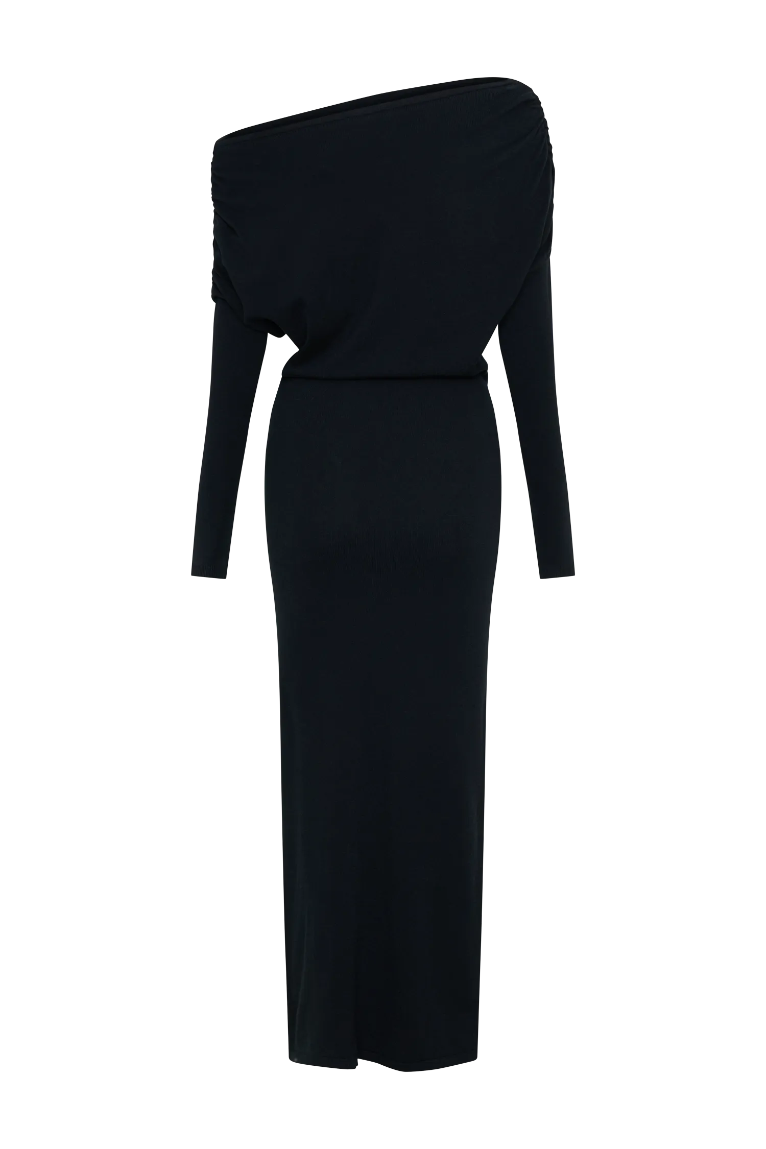 Jessie Cowl Neck Knit Midi Dress - Black