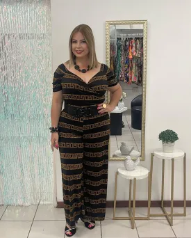 Plus Black & Bronze Jumpsuit