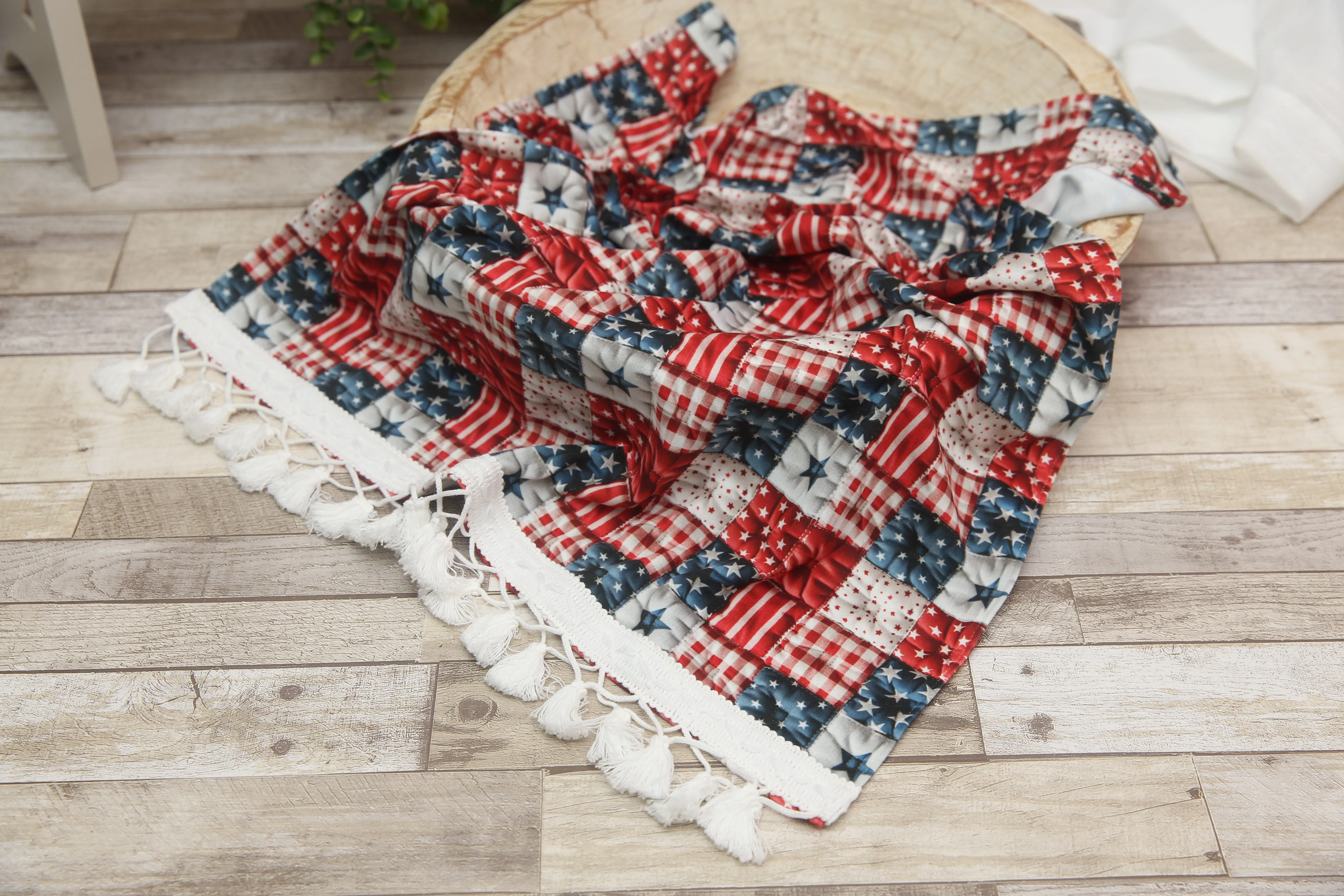 "Quilted" Layer, Basket Stuffer, Blanket- Stars and Stripes- Made to order