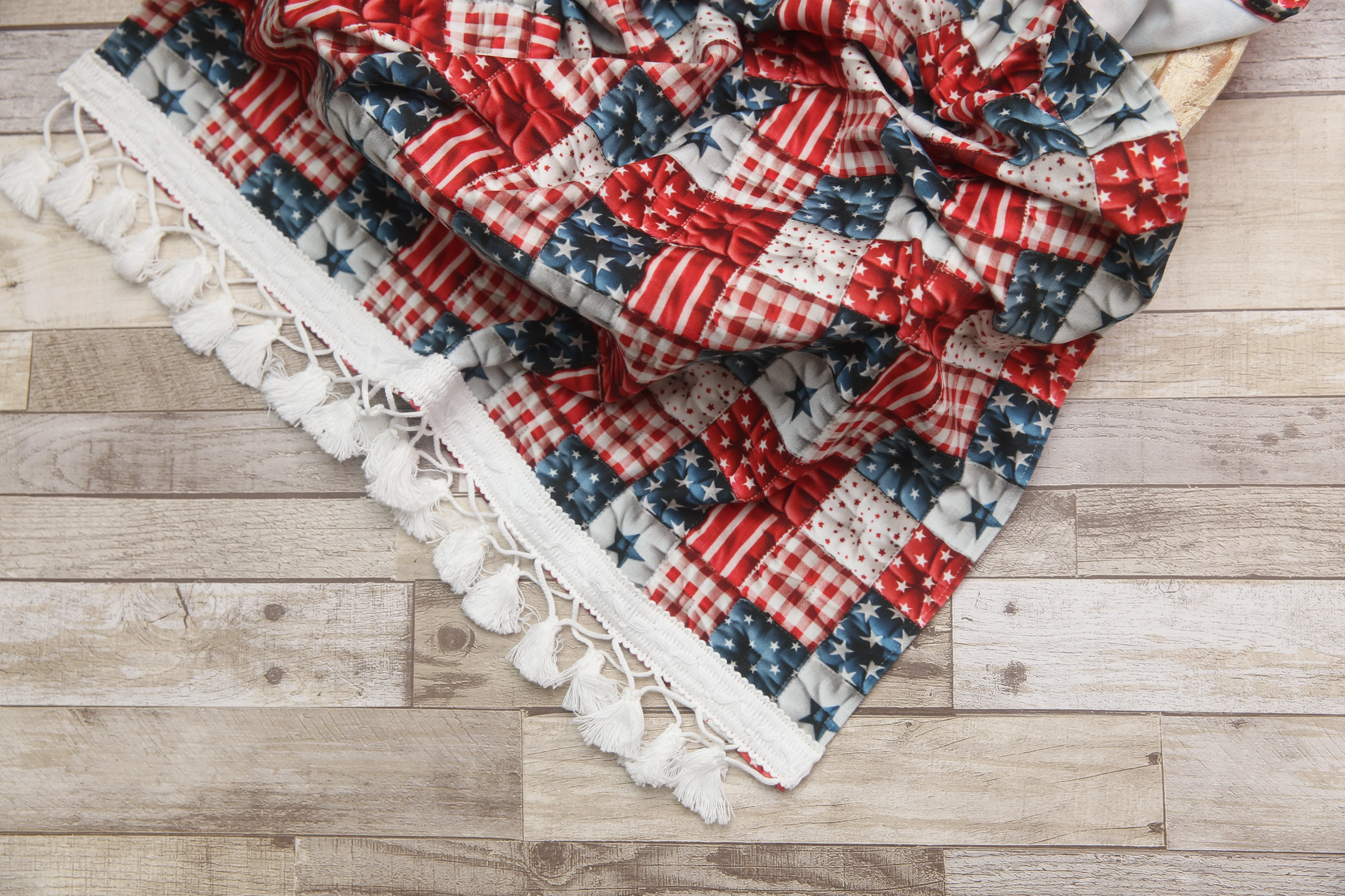 "Quilted" Layer, Basket Stuffer, Blanket- Stars and Stripes- Made to order