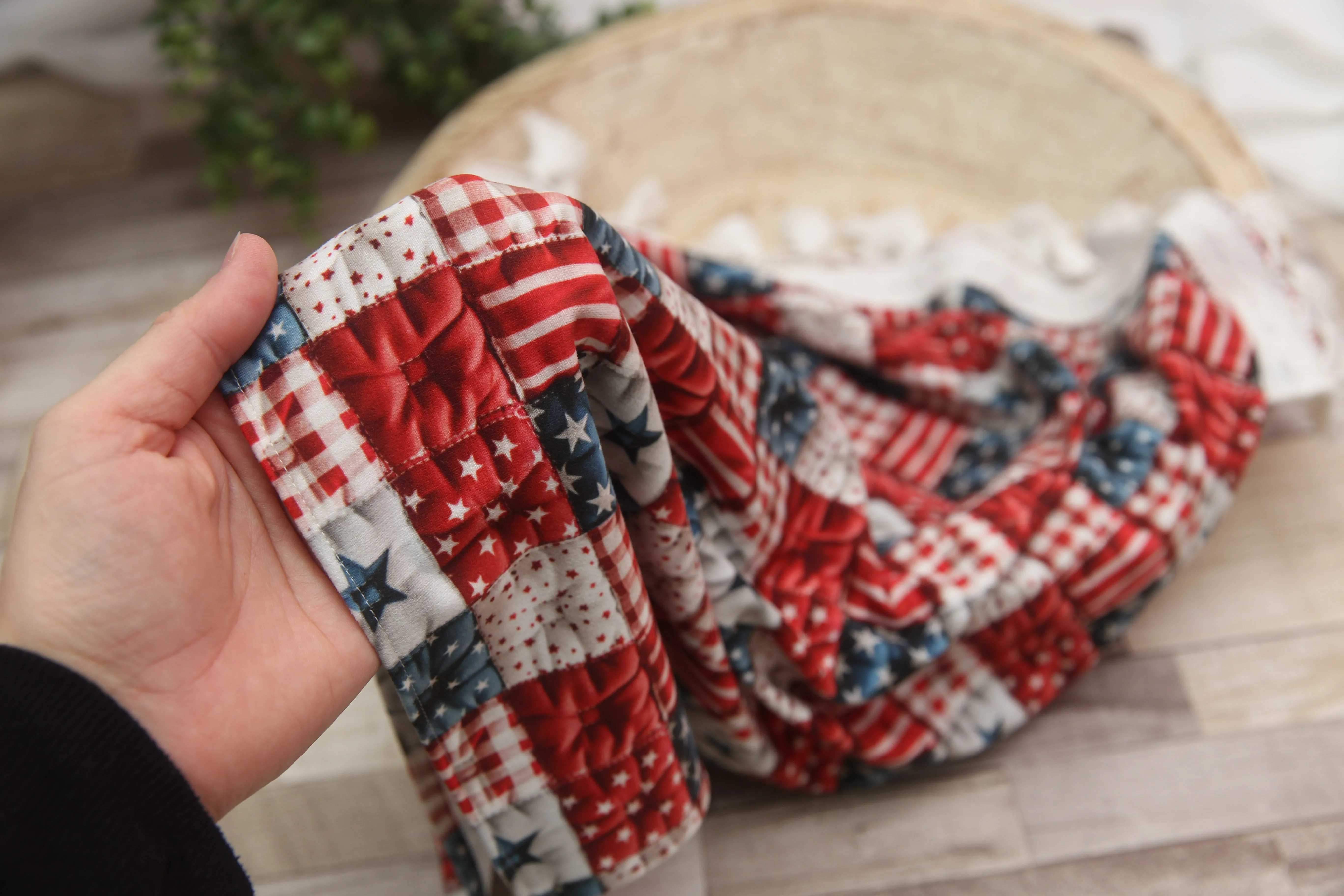 "Quilted" Layer, Basket Stuffer, Blanket- Stars and Stripes- Made to order