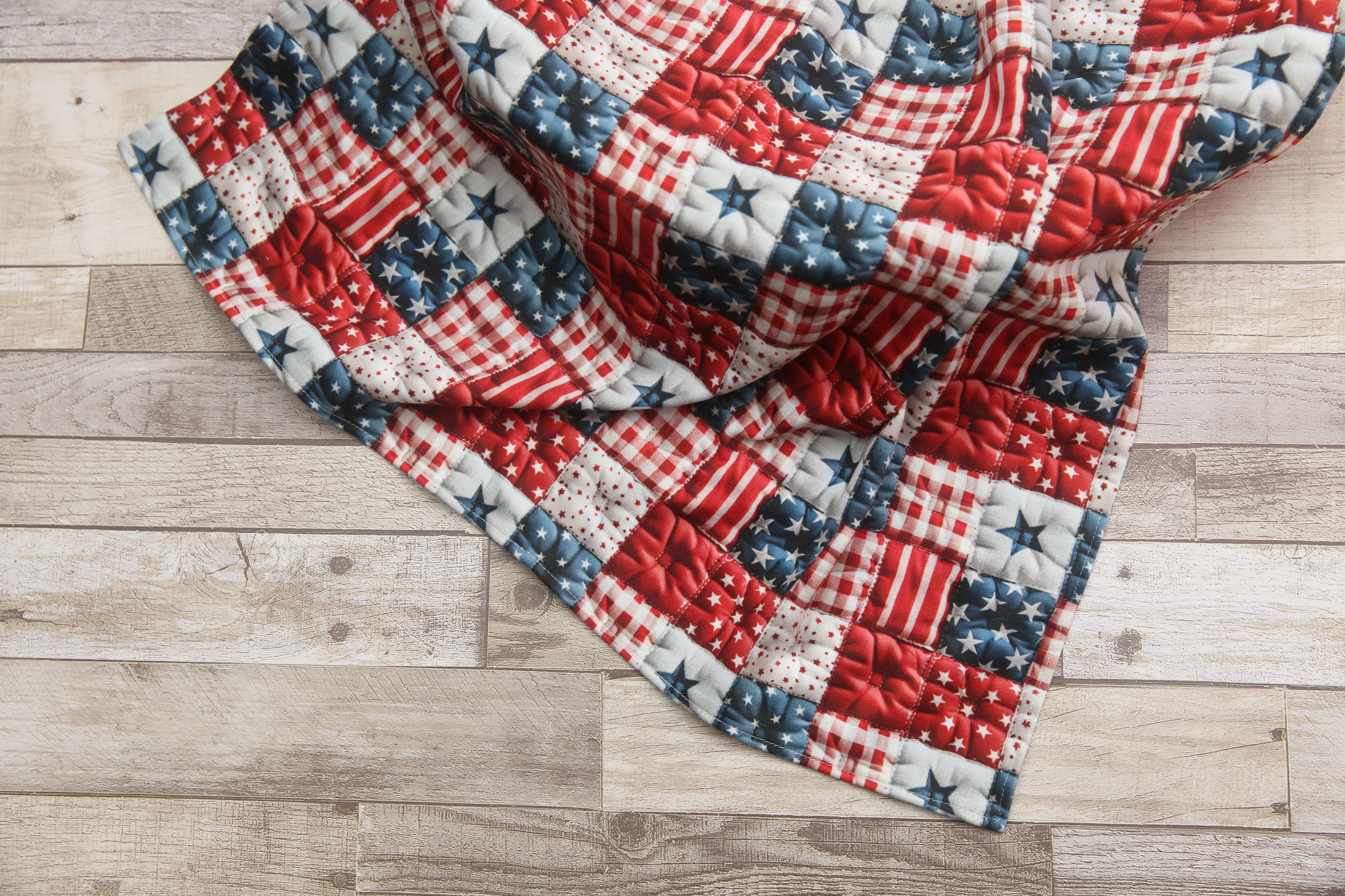 "Quilted" Layer, Basket Stuffer, Blanket- Stars and Stripes- Made to order