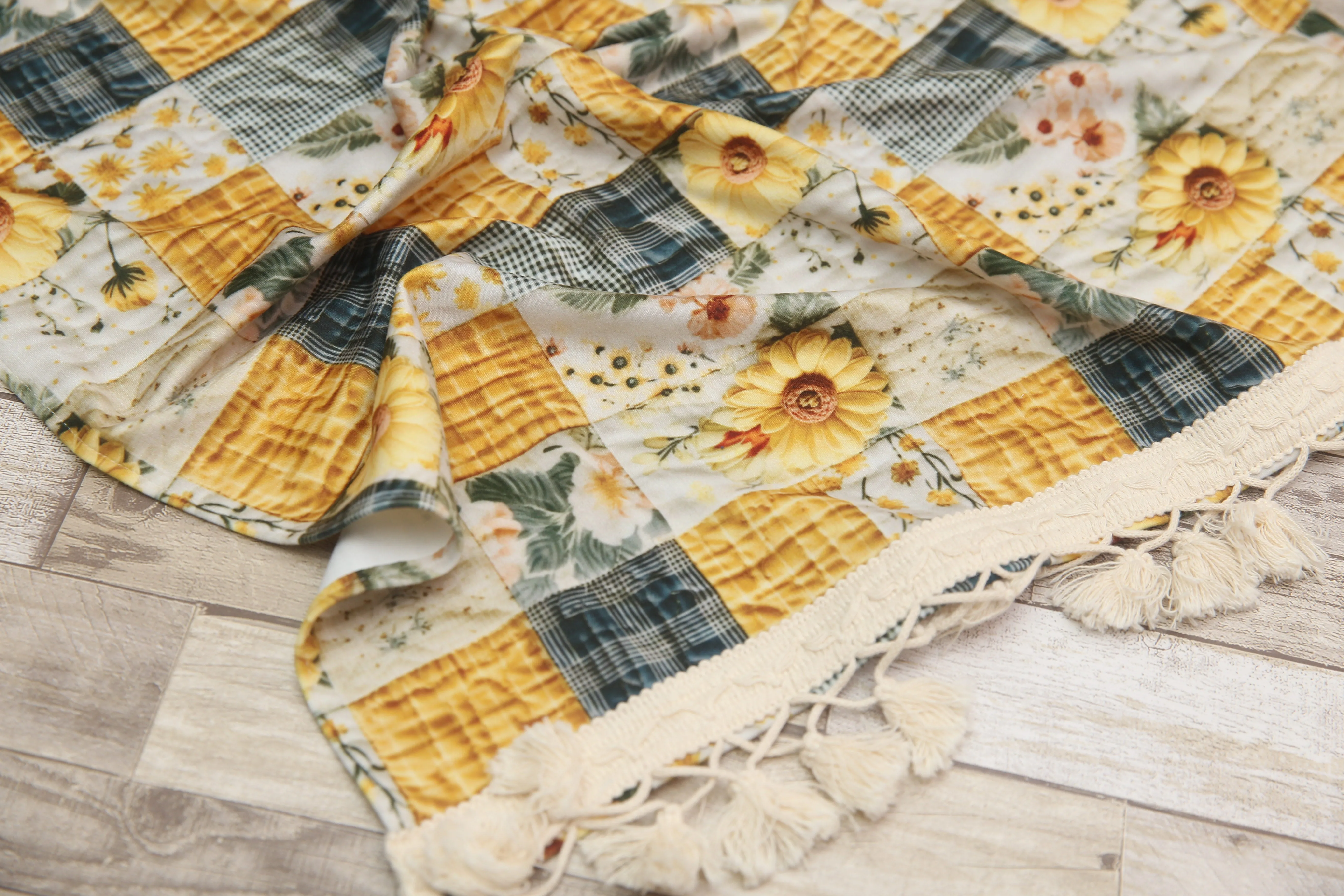 "Quilted" Layer, Basket Stuffer, Blanket- Sunflowers- Made to order