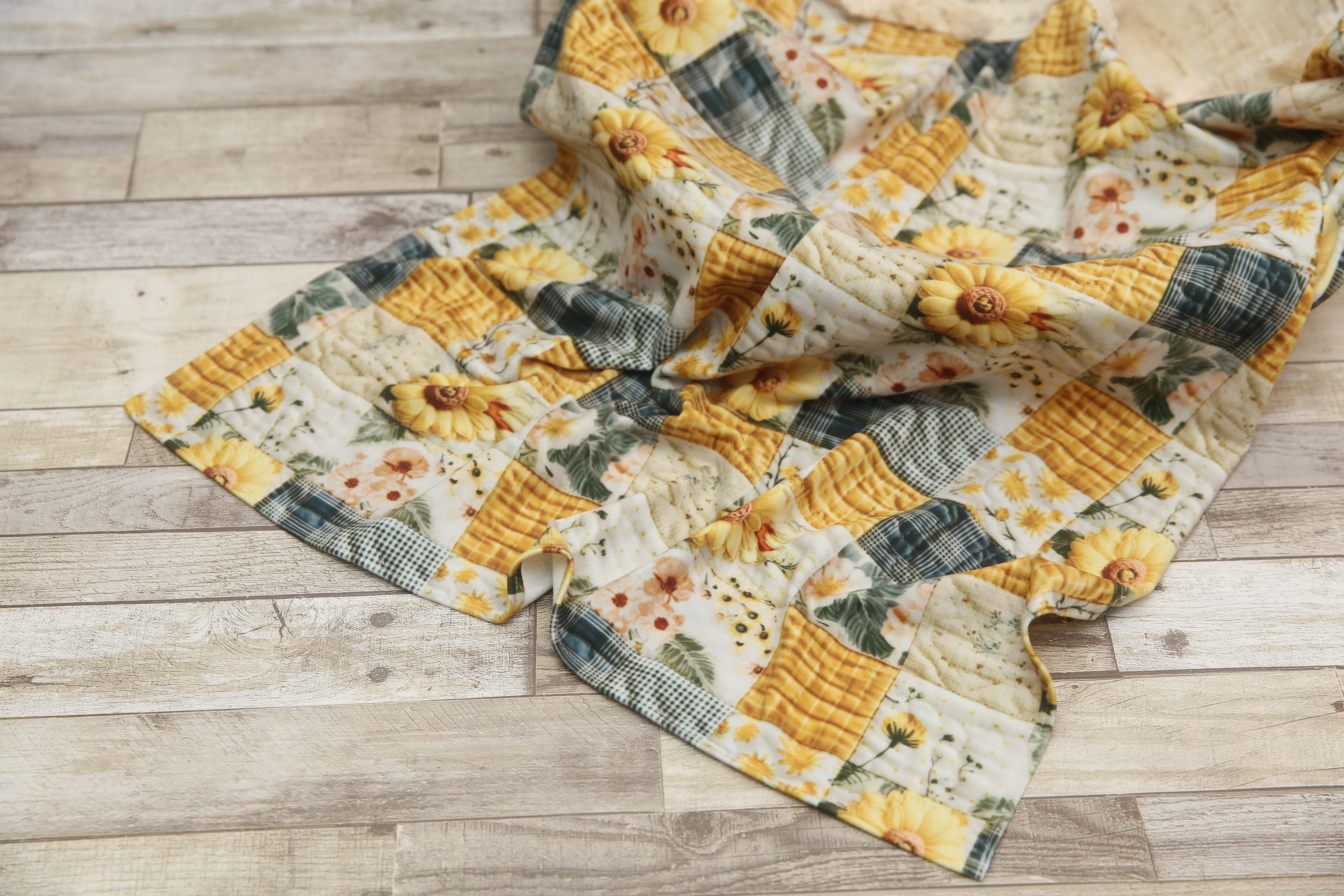 "Quilted" Layer, Basket Stuffer, Blanket- Sunflowers- Made to order