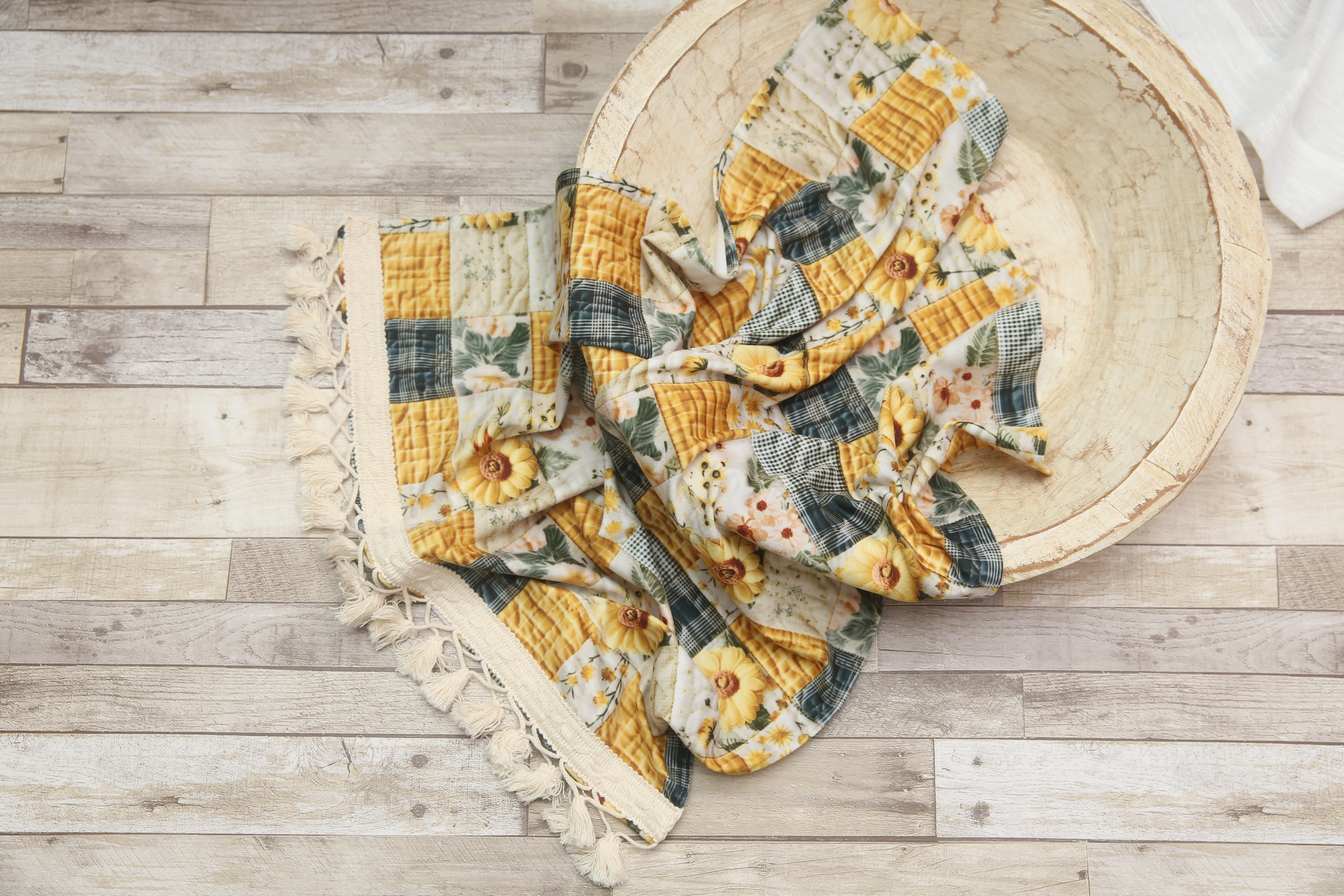 "Quilted" Layer, Basket Stuffer, Blanket- Sunflowers- Made to order