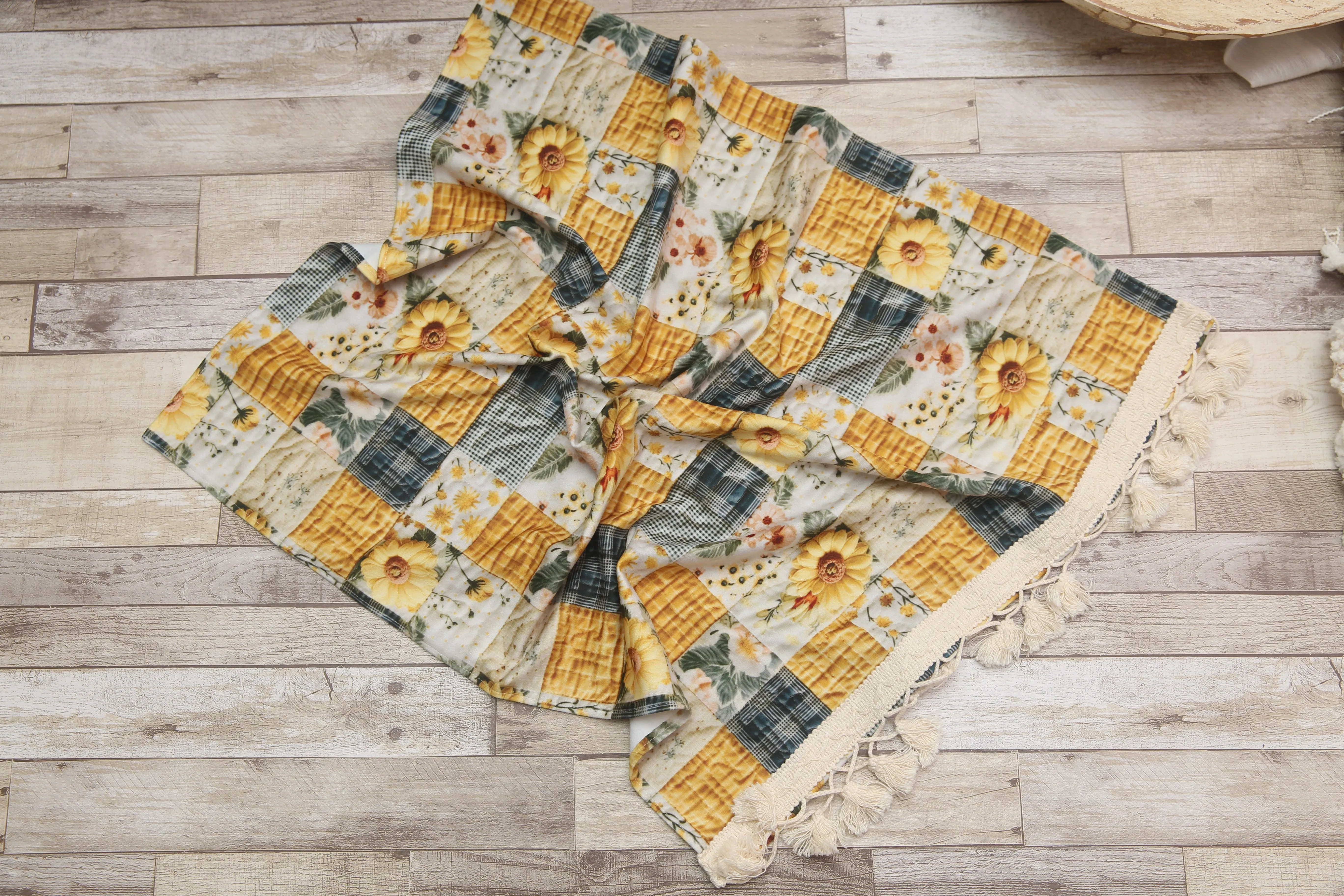 "Quilted" Layer, Basket Stuffer, Blanket- Sunflowers- Made to order
