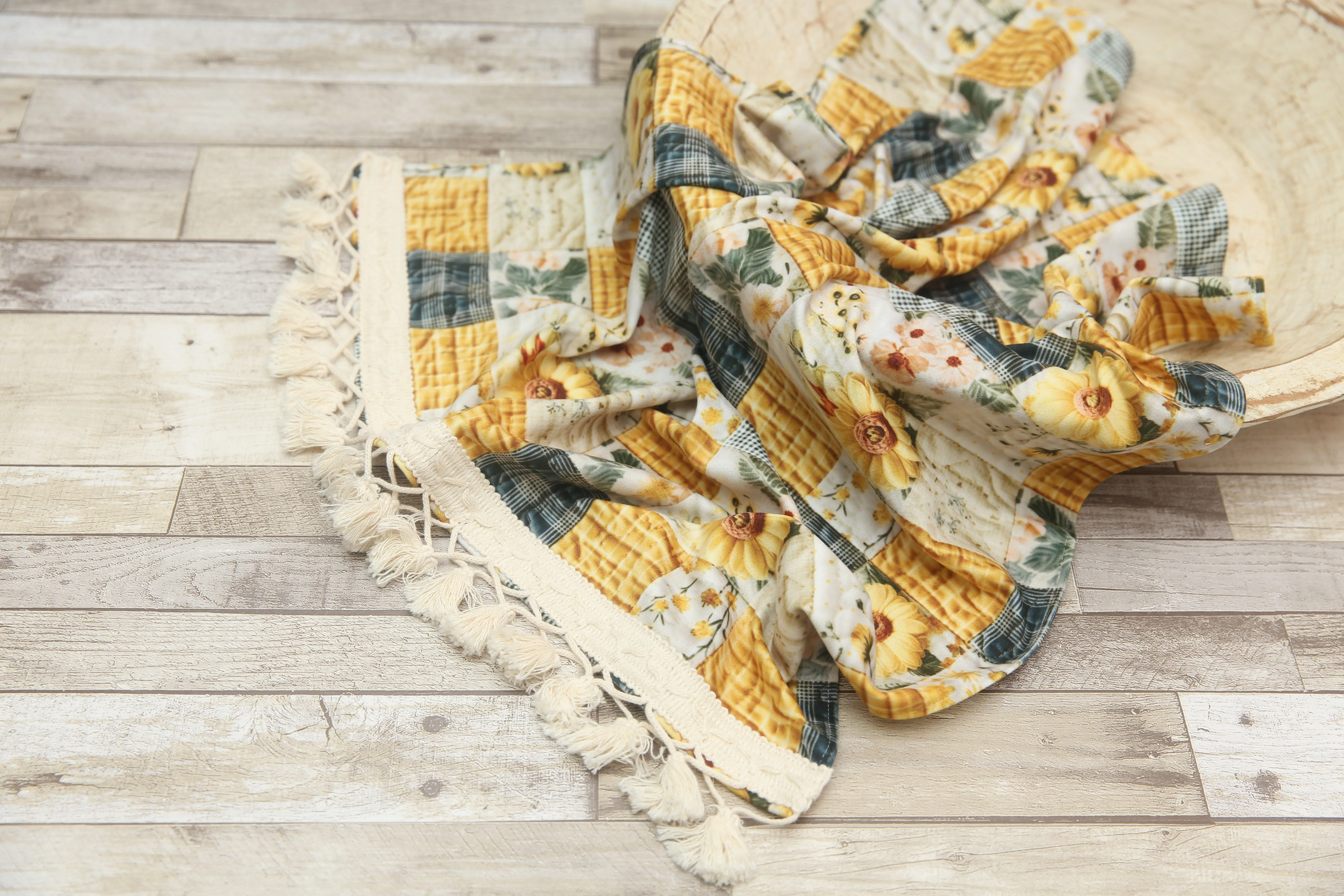 "Quilted" Layer, Basket Stuffer, Blanket- Sunflowers- Made to order