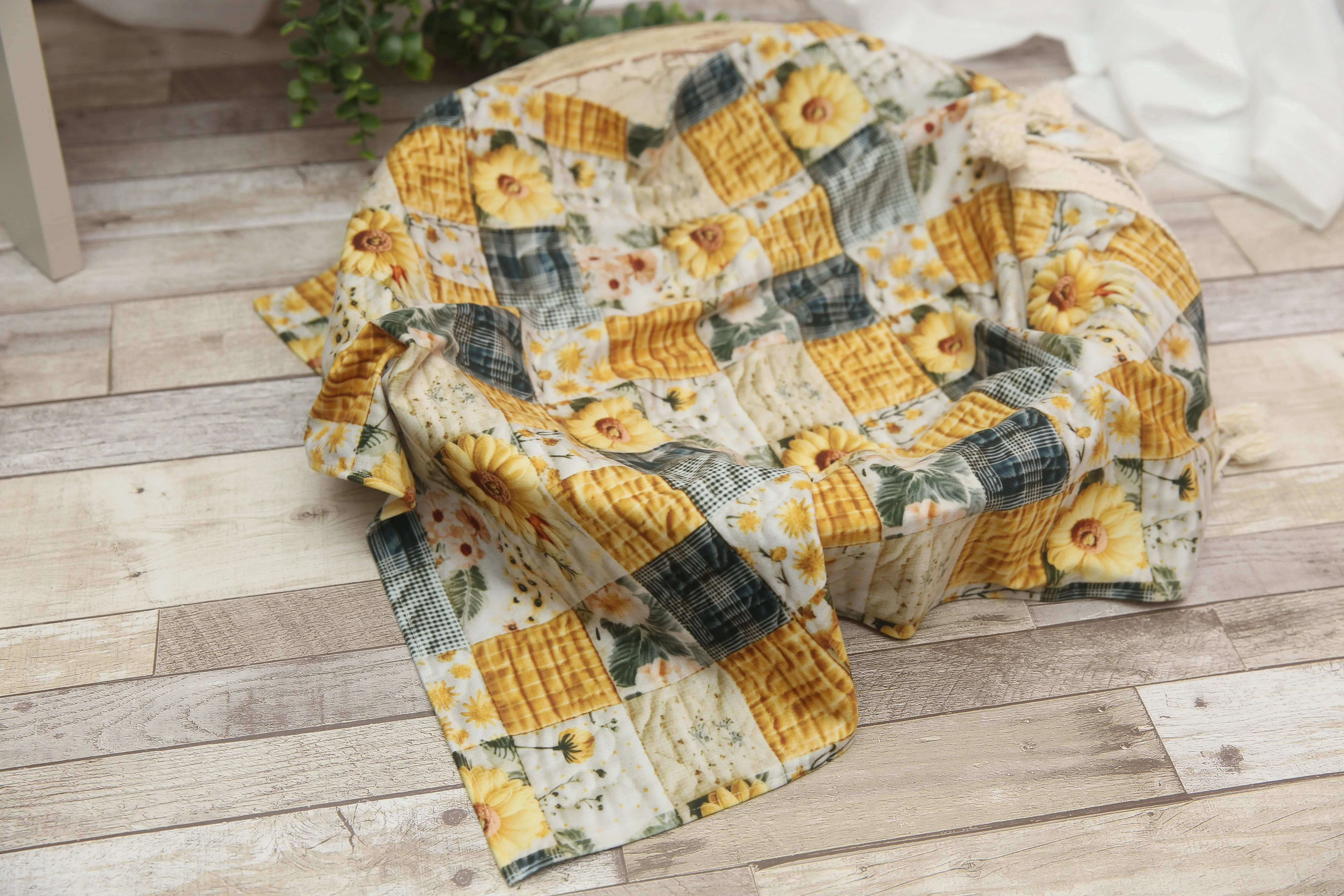"Quilted" Layer, Basket Stuffer, Blanket- Sunflowers- Made to order