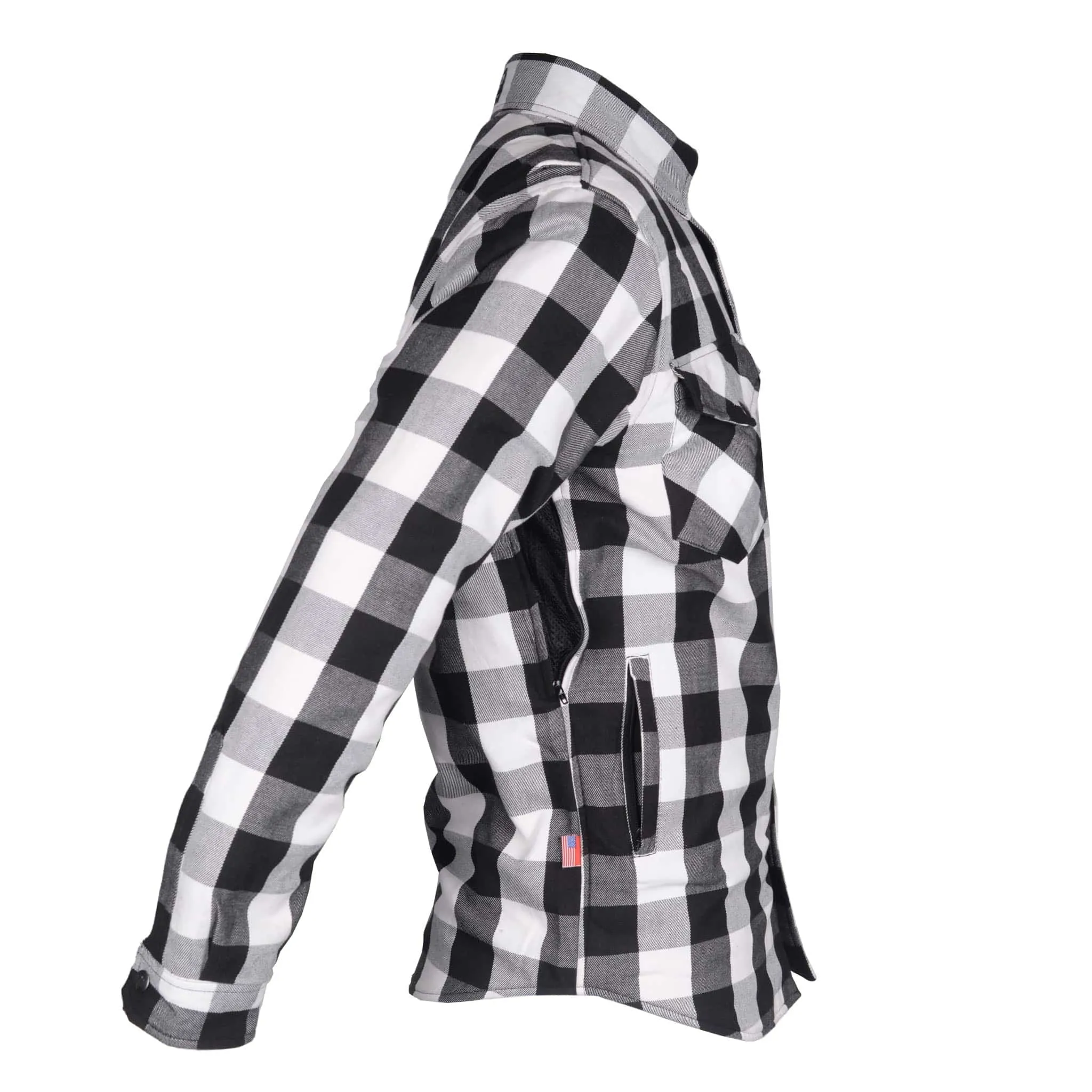SALE Protective Flannel Shirt "Midnight Ride" - Black and White Checkered with Pads