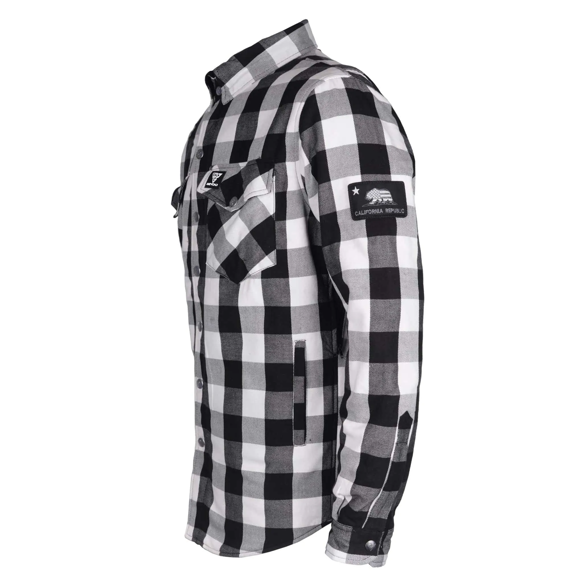 SALE Protective Flannel Shirt "Midnight Ride" - Black and White Checkered with Pads