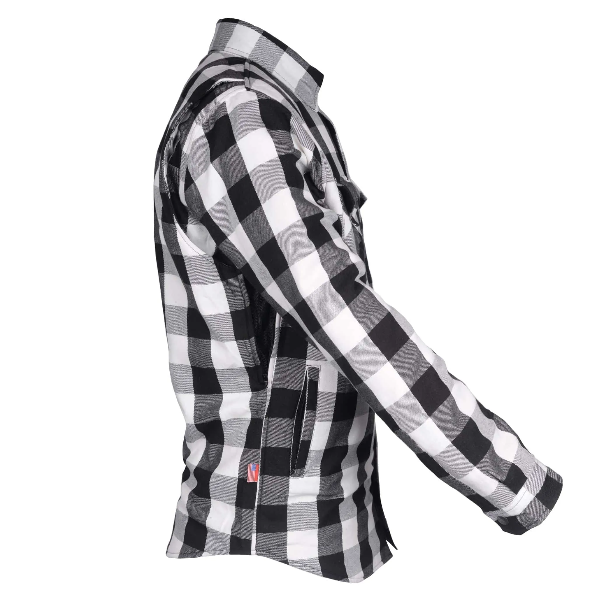 SALE Protective Flannel Shirt "Midnight Ride" - Black and White Checkered with Pads