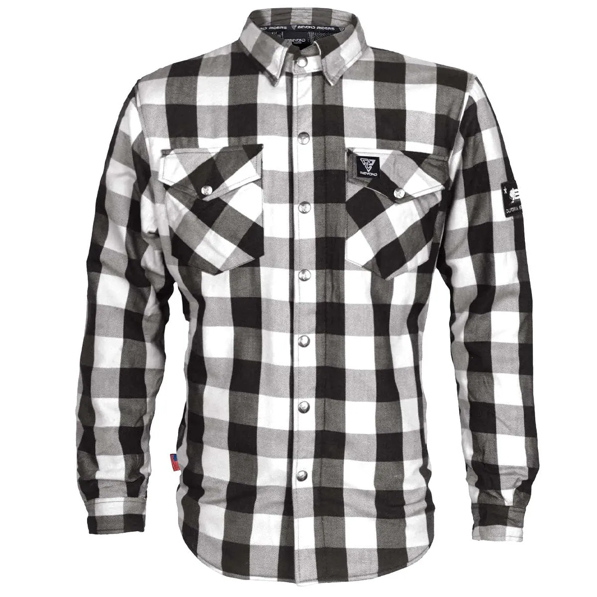 SALE Protective Flannel Shirt "Midnight Ride" - Black and White Checkered with Pads