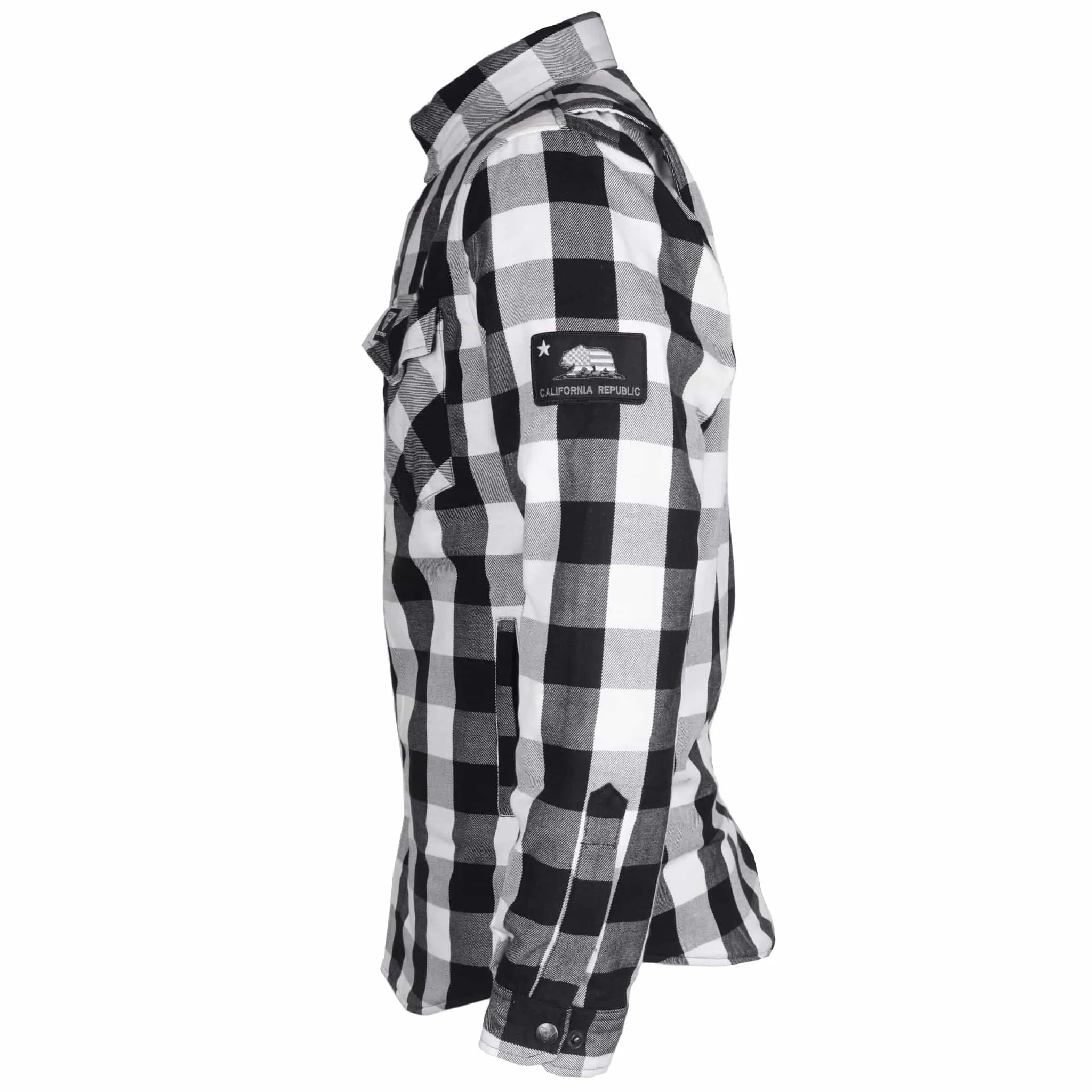 SALE Protective Flannel Shirt "Midnight Ride" - Black and White Checkered with Pads