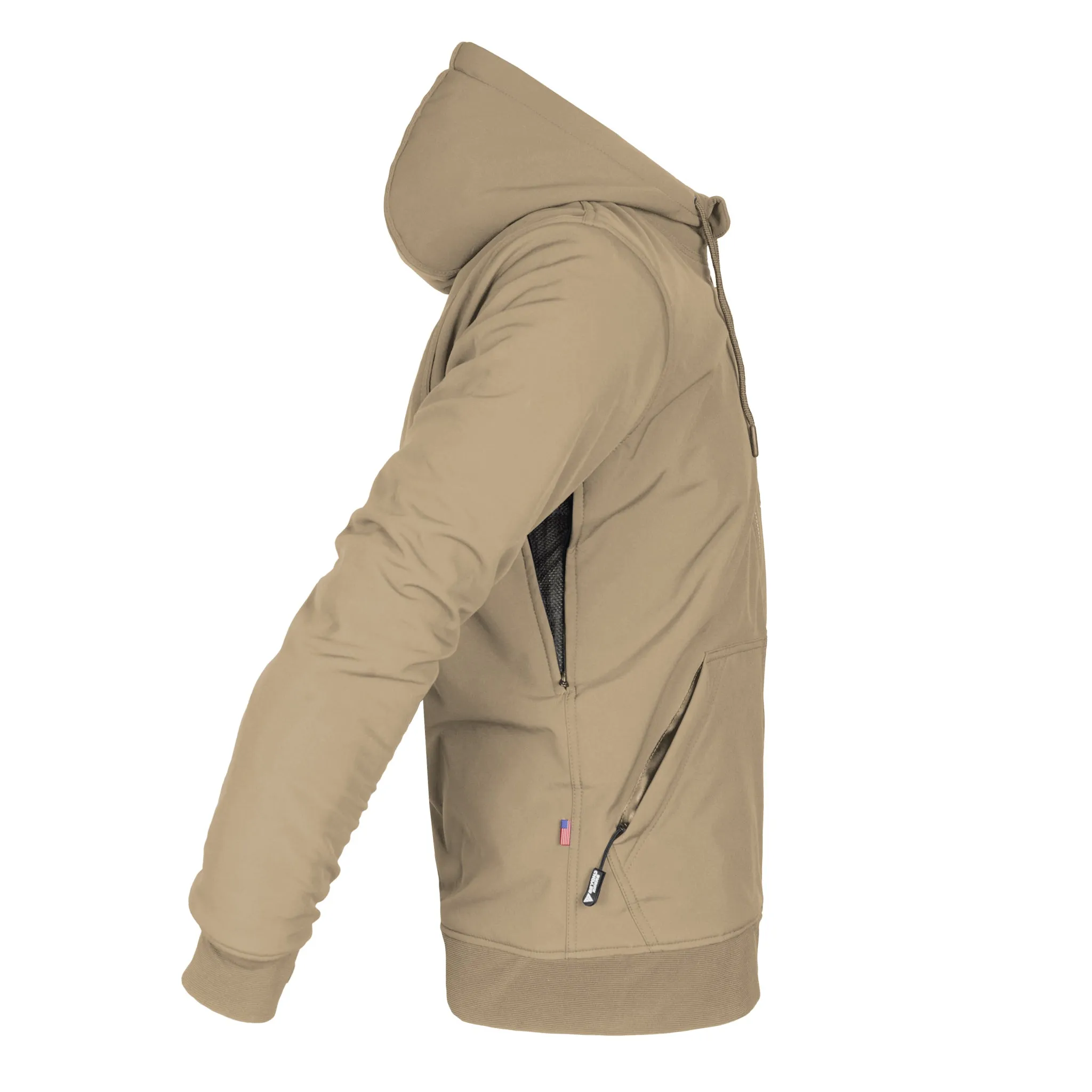 SALE Protective SoftShell Unisex Hoodie - Khaki Matte with Pads