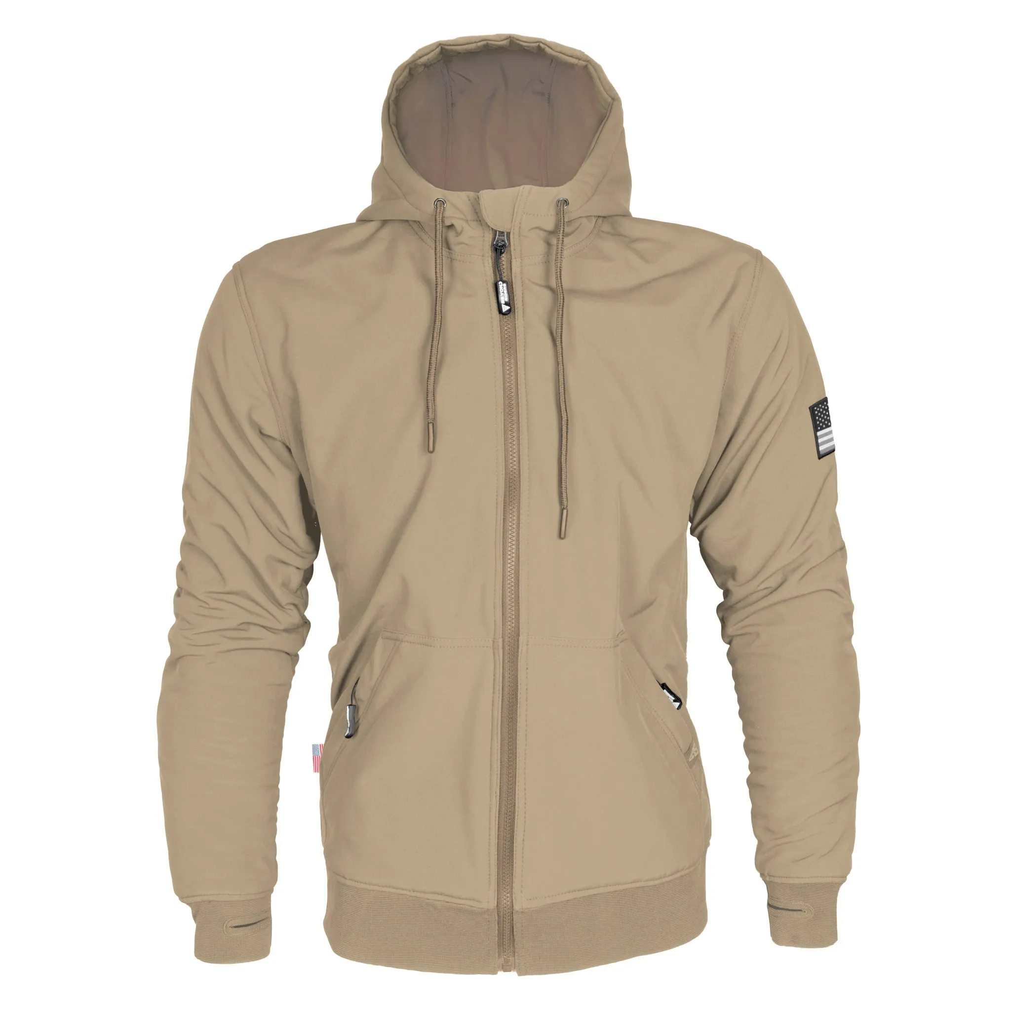 SALE Protective SoftShell Unisex Hoodie - Khaki Matte with Pads