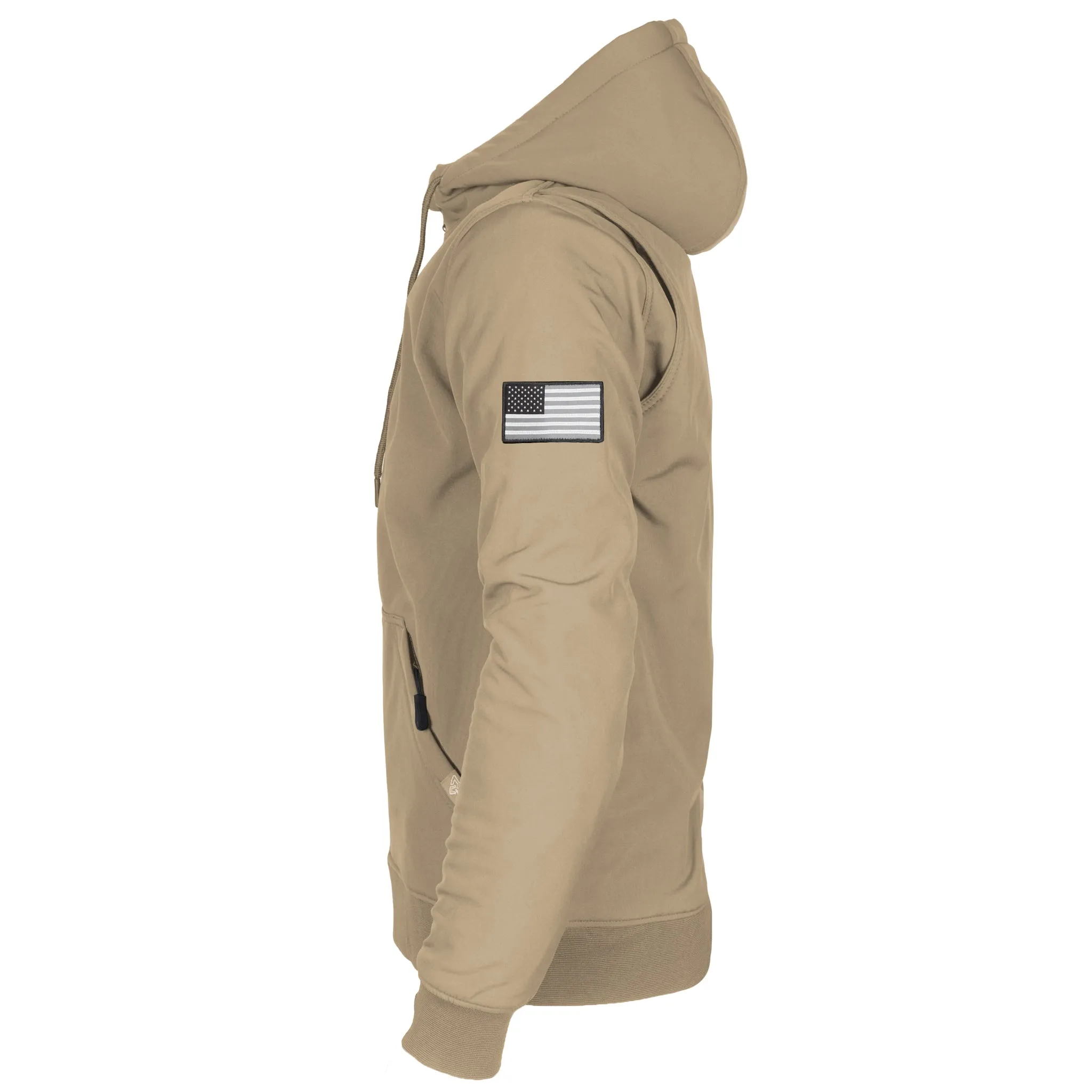 SALE Protective SoftShell Unisex Hoodie - Khaki Matte with Pads