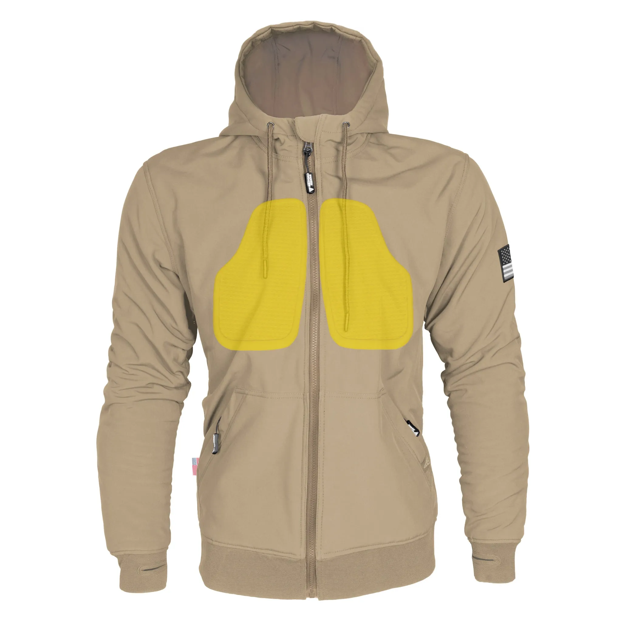 SALE Protective SoftShell Unisex Hoodie - Khaki Matte with Pads