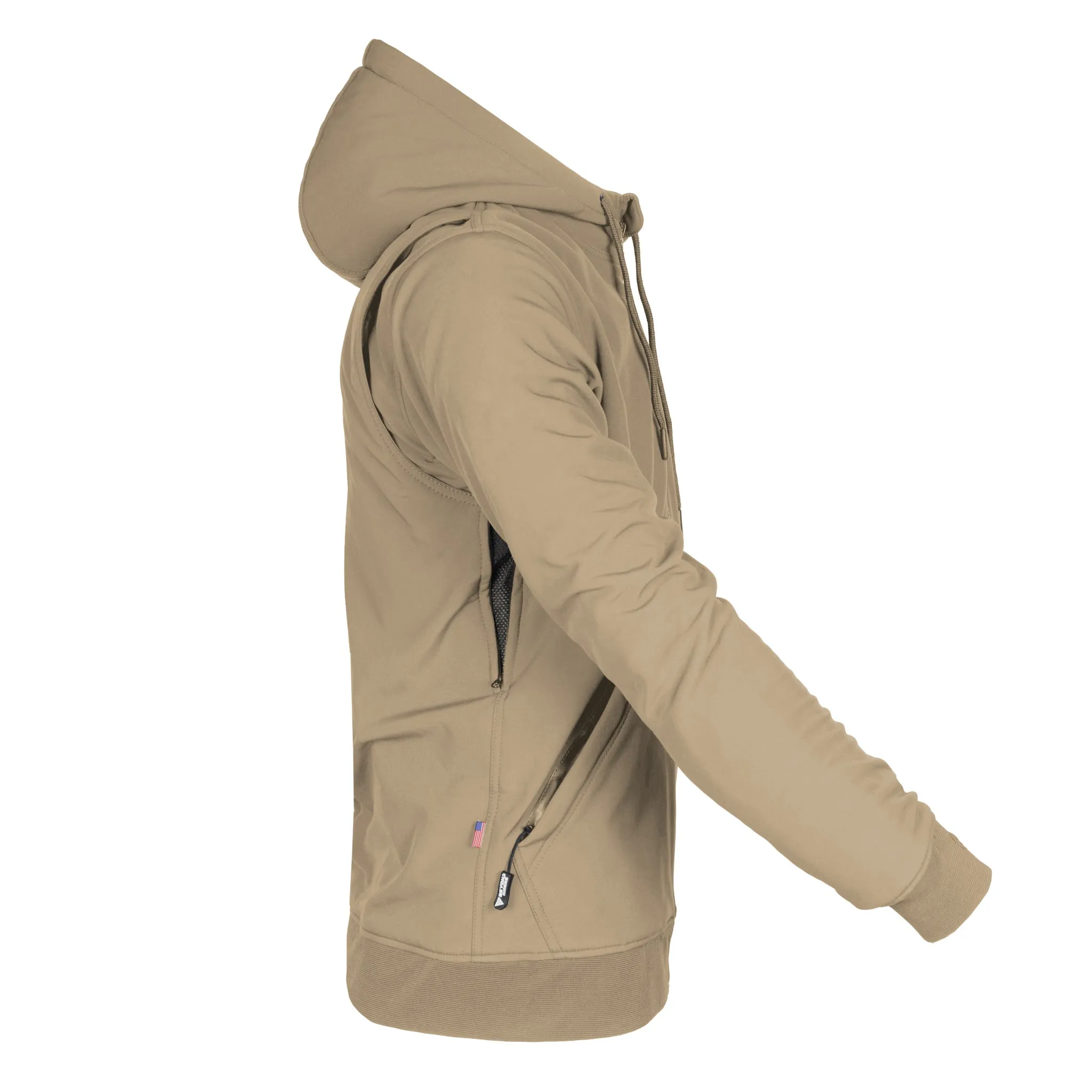 SALE Protective SoftShell Unisex Hoodie - Khaki Matte with Pads