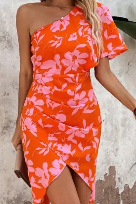 VESTIDO ONE SHOULDER TULIP HEM DRESS