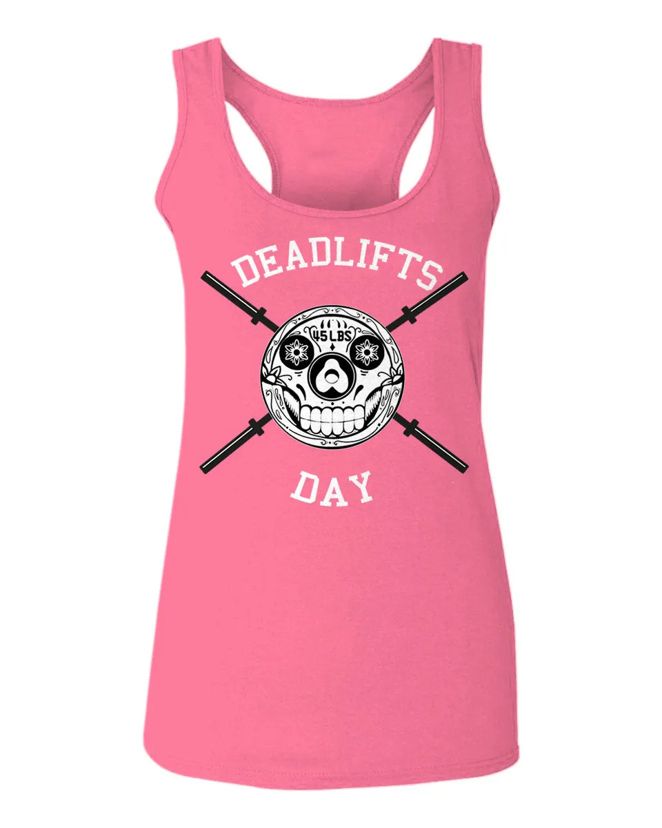 VICES AND VIRTUESS Front Graphic Skull Deadlifts Day Fitness Gym Tough Workout  women's Tank Top sleeveless Racerback