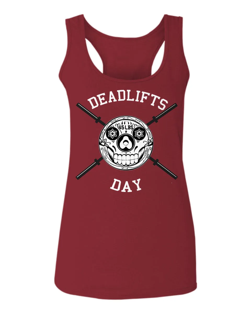 VICES AND VIRTUESS Front Graphic Skull Deadlifts Day Fitness Gym Tough Workout  women's Tank Top sleeveless Racerback
