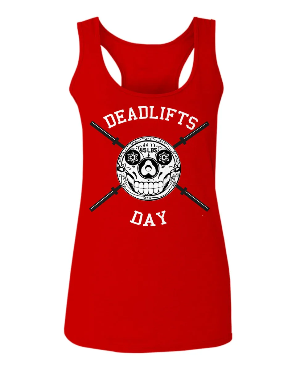 VICES AND VIRTUESS Front Graphic Skull Deadlifts Day Fitness Gym Tough Workout  women's Tank Top sleeveless Racerback