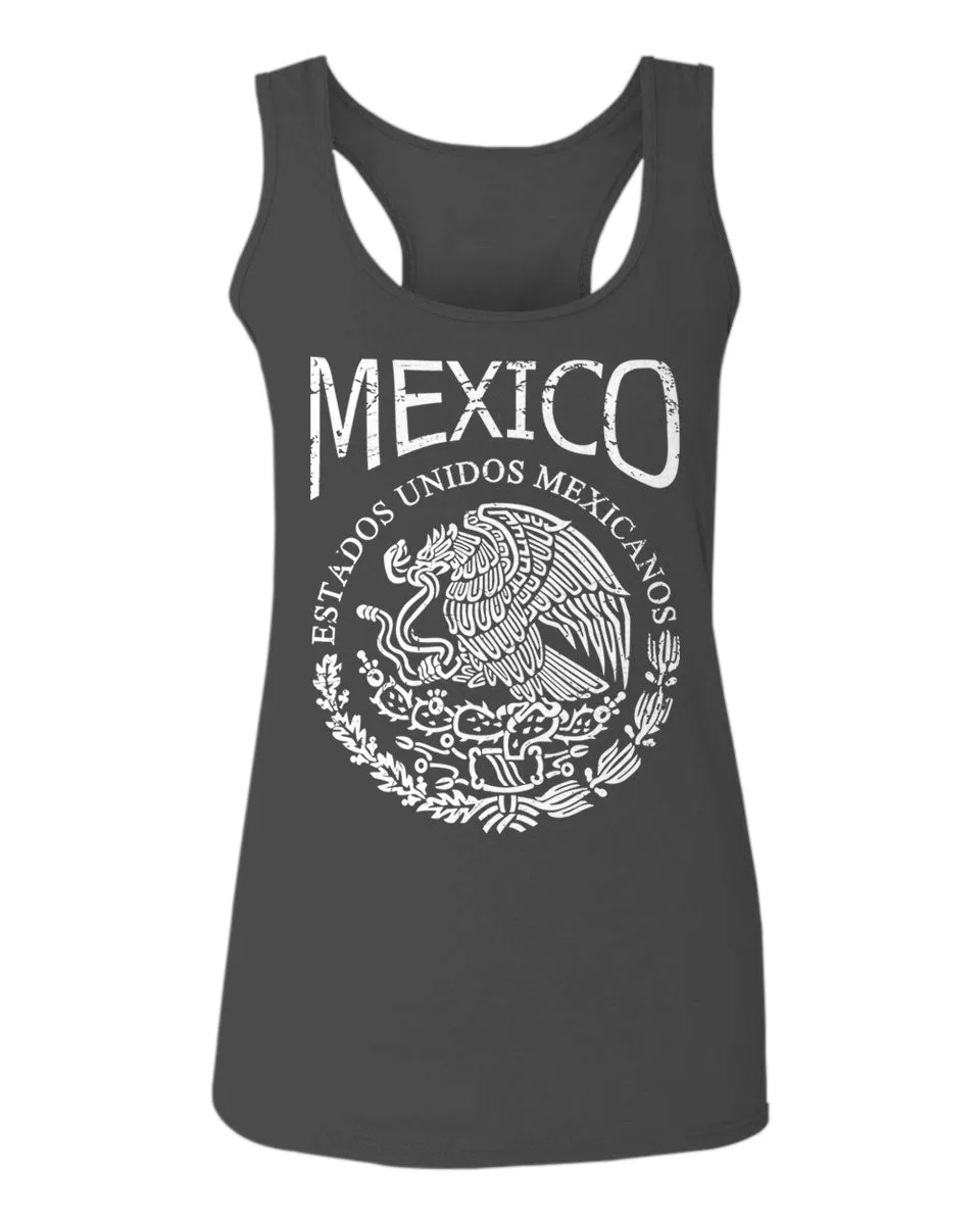 VICES AND VIRTUESS Front Hecho En Mexico Mexican Flag Coat of Arms Escudo Mexicano  women's Tank Top sleeveless Racerback