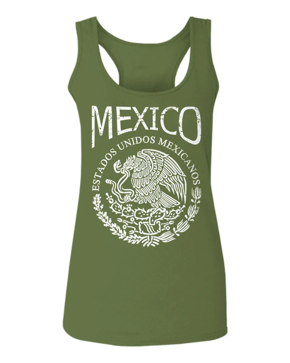 VICES AND VIRTUESS Front Hecho En Mexico Mexican Flag Coat of Arms Escudo Mexicano  women's Tank Top sleeveless Racerback