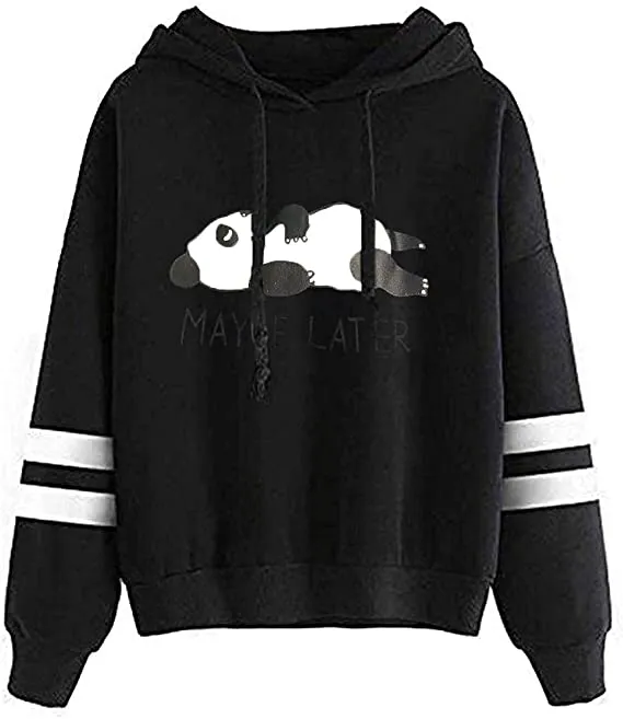 Women's Casual Panda Print Long Sleeve Pullover Hoodie Sweatshirt Tops