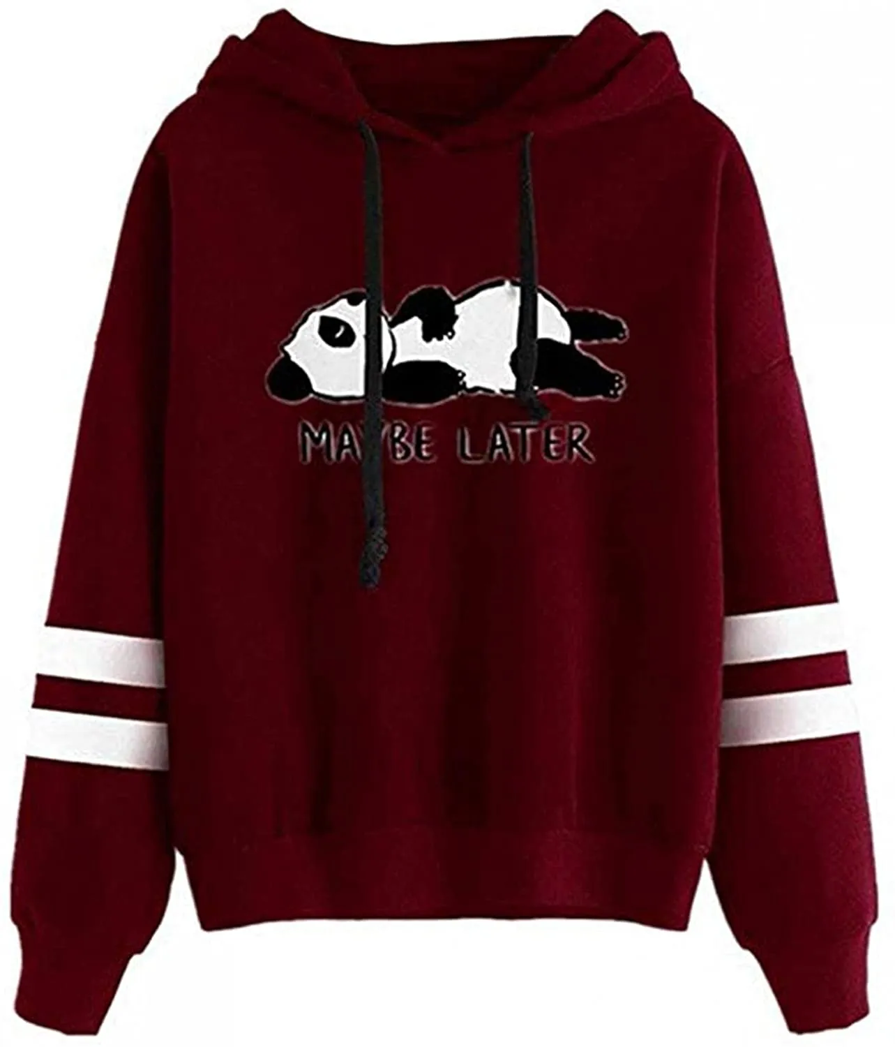 Women's Casual Panda Print Long Sleeve Pullover Hoodie Sweatshirt Tops